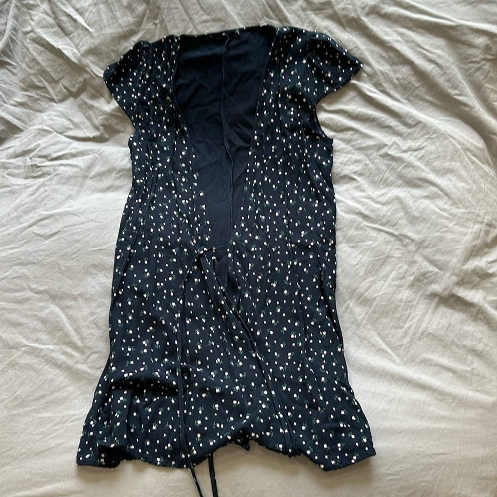 Black and Pink Floral Brandy Melville Wrap Mini Dress